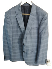 Tommy Hilfiger Blazer Jacket Mens 50 (41") Blue Check 100% Wool Lined Monticello