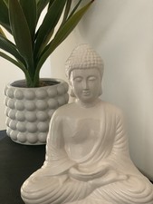 CERAMIC SITTING BUDDHA ORNAMENT FIGURINE LOUNGE BEDROOM BATHROOM