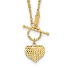 14k Polished Diamond-cut Heart