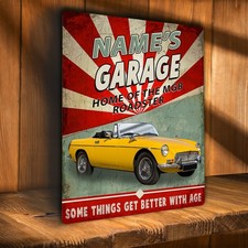 PERSONALISED MGB ROADSTER CLASSIC CAR GARAGE WORKSHOP Vintage Metal Sign RS175