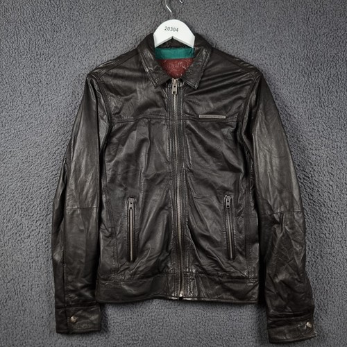 Superdry leather jacket - leather, s