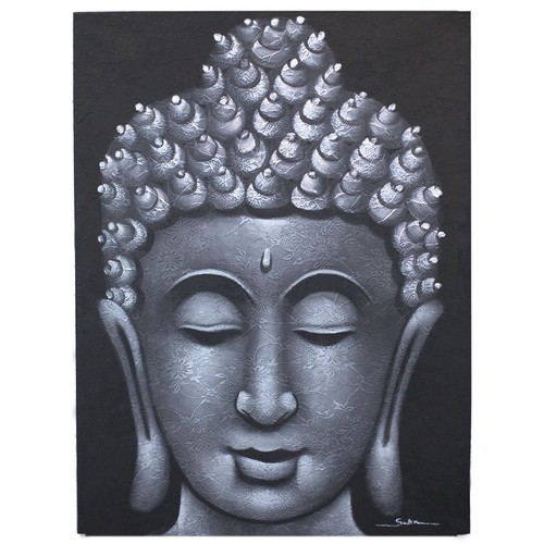Buddha painting grey - -, brocade