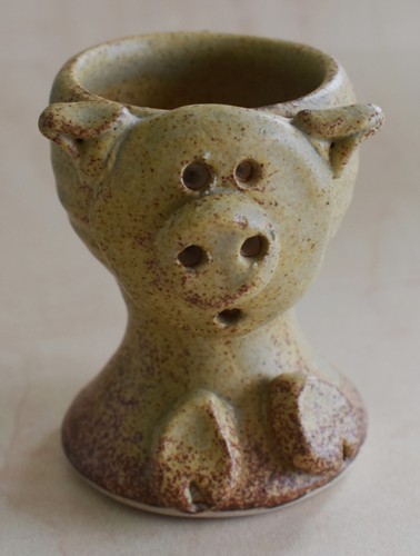 Pig egg cup - brown, and