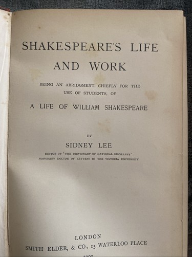 1900 shakespeare life - 1900, and