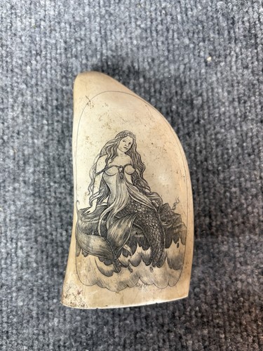 Mermaid faux scrimshaw - faux, tooth