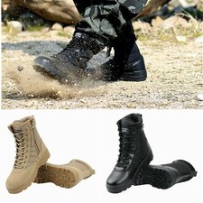 Men's Genuine Leather Army Patrol Combat Boots Tactical Cadet Military Shoes UK