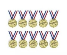 1-100 gold winners medal with lanyard teacher reward party bag stocking fillers