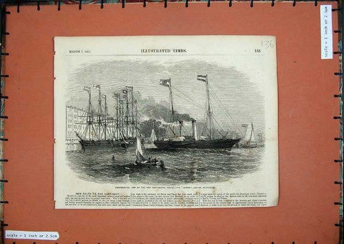 Old antique print 1857 - old, london