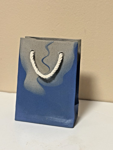 Blue paper bag porcelain - blue,