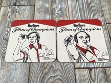 2 x Marlboro Darts Team Of Champions Vintage Beer Mats - C Baker & L Rees 