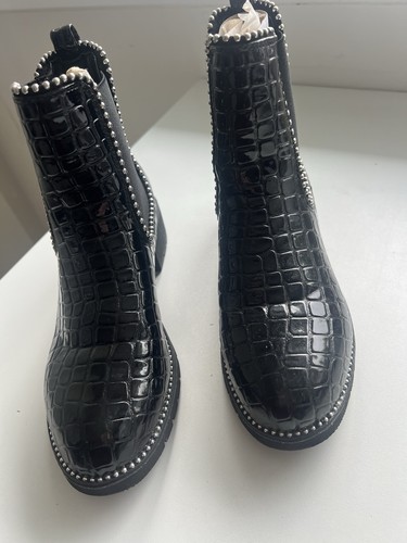Black croc patent - boots, size
