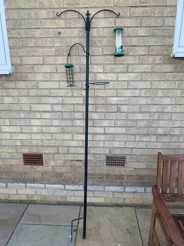 Black painted bird feeder - painted,