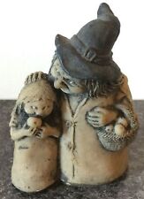 hand made WITCH ONES WITCH with child eating fruit FIGURINE by David C Lyons