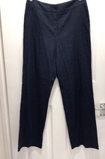 LADIES BHS W LINEN MIX TROUSERS NAVY UK 12 EU 40 WAIST 32” INSIDE LEG 30” OFFICE