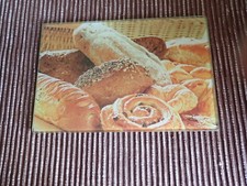GLASS CHOPPING BOARD / TABLE CENTRE PIECE - BREAD PATTERNED - LOOK
