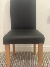 Pair of Midback Dining Chairs Chocolate Faux Leather with Beech Wood Legs