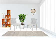 Plastic Chair Bistro Kitchen Cafe Garden Dining Chairs Outdoor Indoor Set of 4