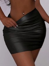Black shiny faux leather - shiny, soft