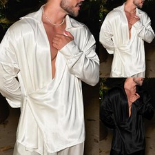 Men's Silk Shirt Casual Slim