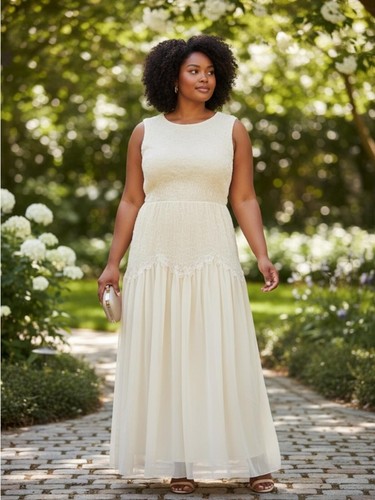 Elegant sleeveless cream maxi - cream,