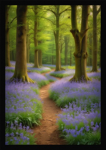 Soft forest path framed - soft, wall