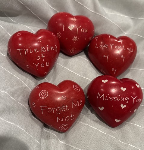 Soapstone red hearts - 5,