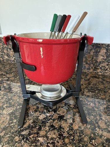 Crueset fondue vintage set - le,