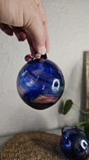 Hand Blown Art Glass Baubles Balls Hand Made Glass Height Approx 10cm x2