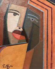 Original Cubist Portrait Painting.
