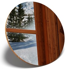 1 x Alpine Window Snowboardi?ng - Round Coaster Kitchen Student Kids Gift #14195