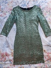 TFNC Light Blue / Mint Sequin 3/4 Sleeve Dress, small