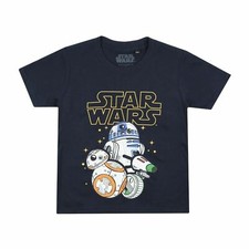 Star Wars Boys T-shirt Droid Group BB8 R2-D2 Navy Kids 3-12 Years Official