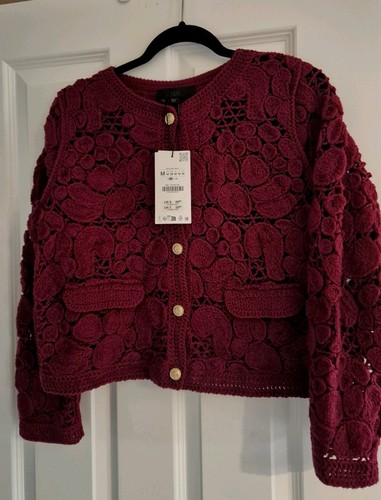 Zara burgundy crochet macrame - zara,