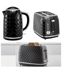 Diamond Textured Effect kettle and 2 Slice toaster set, black, FREE DELIVERY