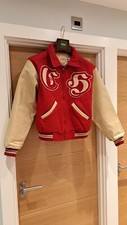 Chipie Maywood Vintage Varsity Stadium Jacket  Leather Wool Red RARE Deadstock