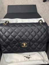 Chanel Classic Flap Black Caviar Leather Bag with Gold Hardware