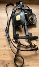 Vintage shire heavy horse driving bridle brass fixings studs Wilson snaffle 