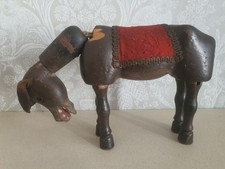 Antique Schoenhut wooden humpty dumpty Circus Donkey Glass Eyes Red Blanket