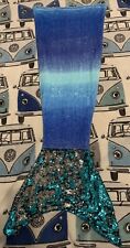 Blue /Silver Flip Sequin Mermaid Tail Pull On Fleece Blanket.Preowned.