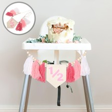  6 Months Birthday Decorations Flower High Chair Banner Highchair