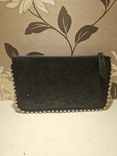 Zara Women's Clutch Bag Black Faux Suede