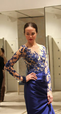 Reem Acra Blue Floral Bead &