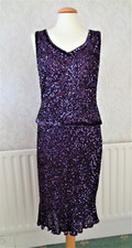 Frank Usher Purple Silk & Sequins Party/Cruise/Evening 2 Piece Outfit size 14