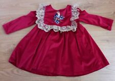 Dolly Wears Dark Red Dress 18-24m Robin Xmas Christmas 