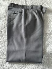 Vintage C&A Mens Trousers 80s Grey Dress Pant 100% Polyester Waist 34 Leg 32