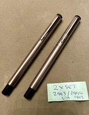 Vintage Parker Vector Flighter Fountain pen and Rollerball set, steel USA 1993