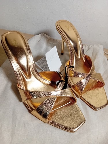 Zara metallic gold heeled - metallic,