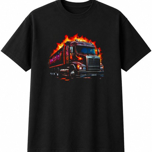 Hgv lorry flames retro - flames,