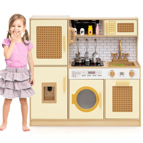 Wooden kids kitchen playset - wooden,