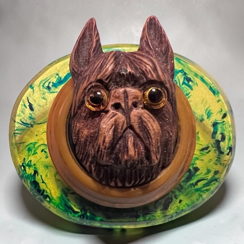 Carved wood bakelite dog - wood, &
